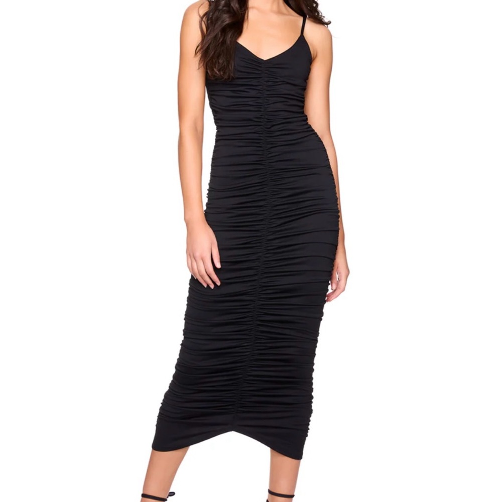 Susana Monaco Black Ruched Midi Dress - Picture 5 of 5